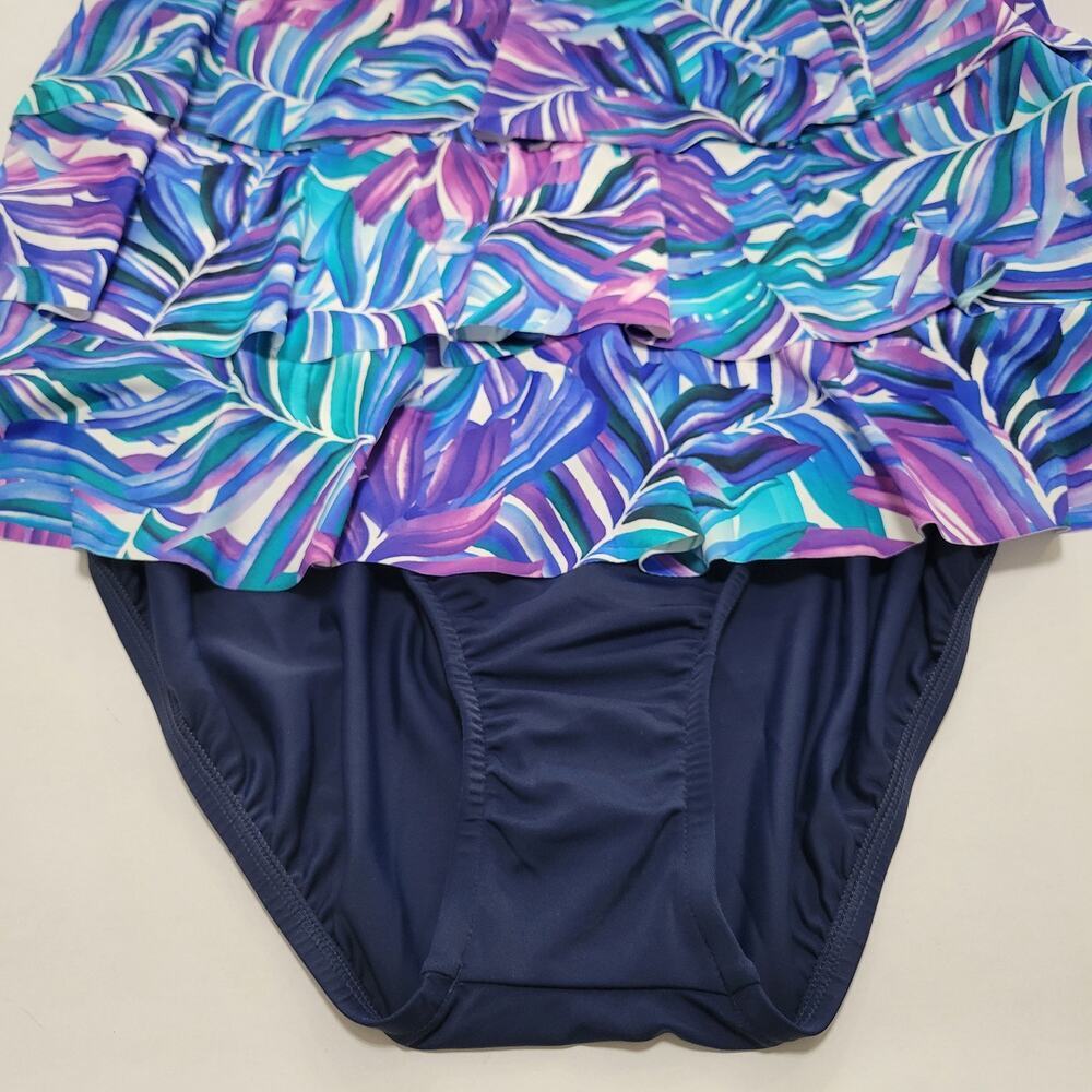 Swim Solutions Tummy-Control Faux-Tankini One-Piece Swimsuit Modest NWT Size 24W - Picture 7 of 13